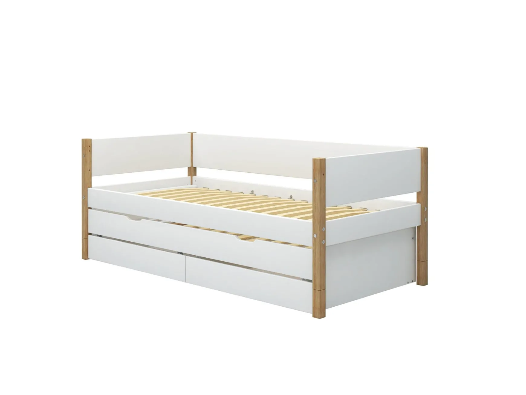 FLEXA Daybed med udtræksseng og to skuffer White/oak Sale