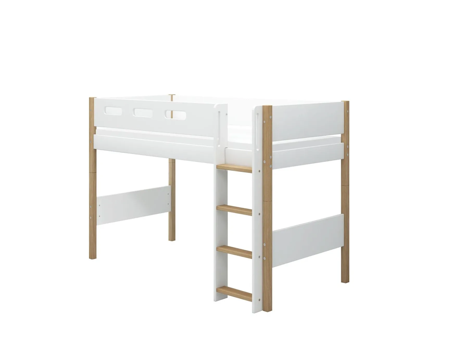 FLEXA Mellemhøj seng med lige stige White/oak Cheap