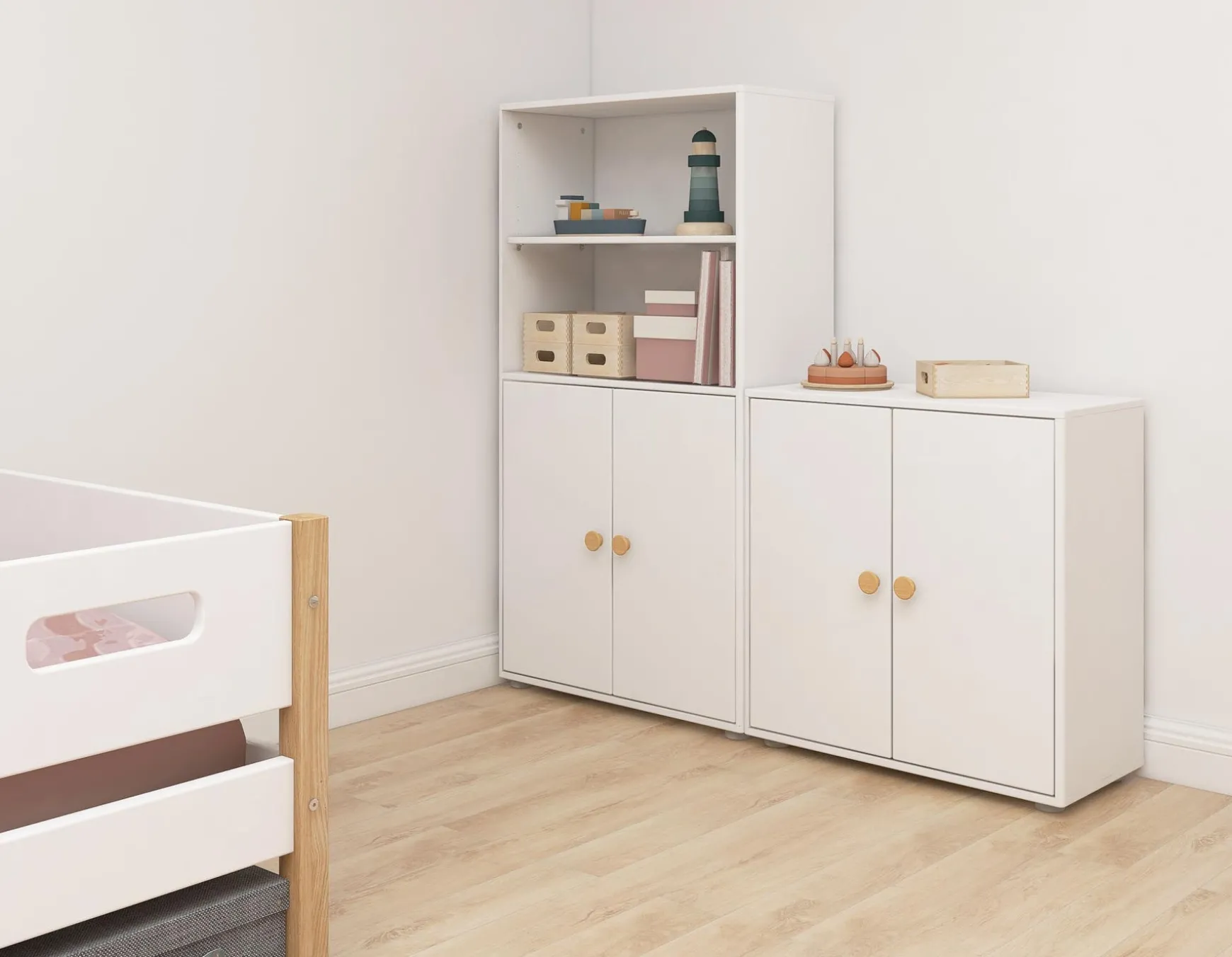 FLEXA Mini-reol, 2 låger White/oak New