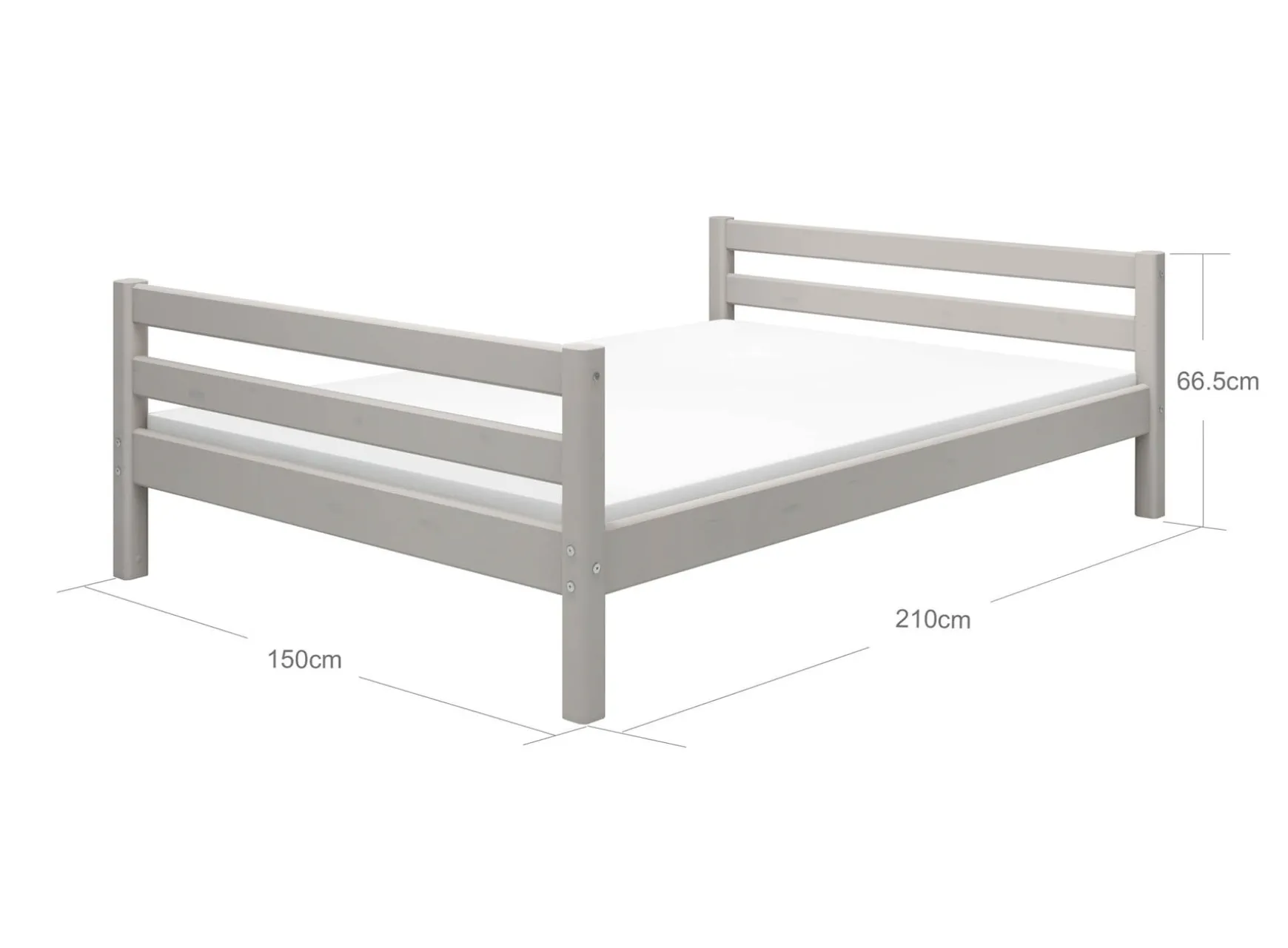 FLEXA Seng, 140 cm bredde Gråvasketfyrretræ Clearance